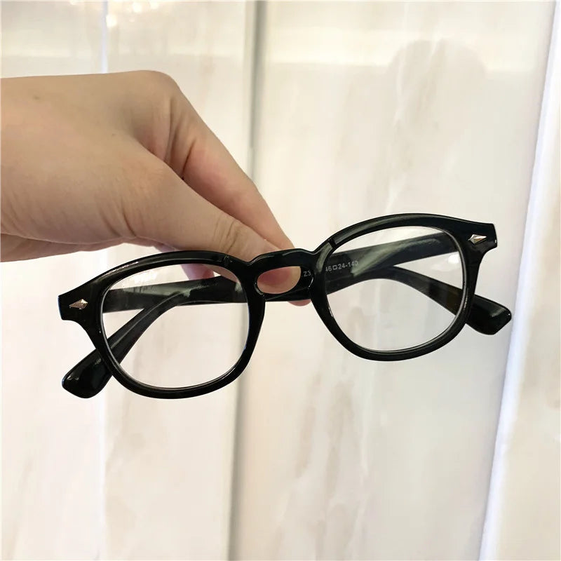 Vintage Rivet Round Glasses Man Johnny Depp Style Eyeglasses Brand Design Clear Transparent Lens Eyewear Small Frame Oculos