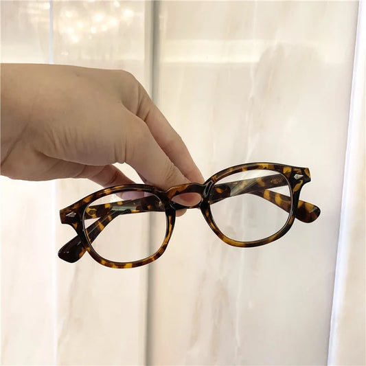 Vintage Rivet Round Glasses Man Johnny Depp Style Eyeglasses Brand Design Clear Transparent Lens Eyewear Small Frame Oculos